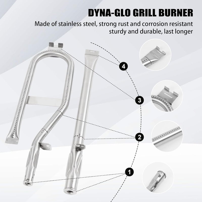 Barbqtime 4 Burner Grill Replacement Parts for Dyna-Glo DGH450CRP DGH450CRP-D DGH450CRN DGH450CRN-D DGH451CRP DGH451CRP-D, Porcelain Steel Grill Heat Tent Plates and Stainless Steel Burner Tube Kit - Image 4